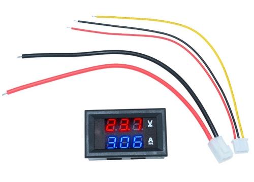 0.28’’ 100V 50A Çift LEDli Kırmızı Voltmetre ve Mavi Ampermetre